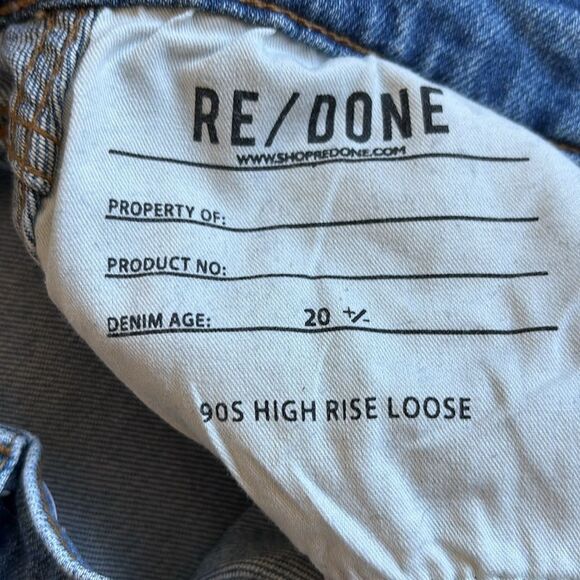 Re/Done 90s High Rise Loose Fit Medium Blue Straight Leg Jeans in Anti Fade - Picture 5 of 9